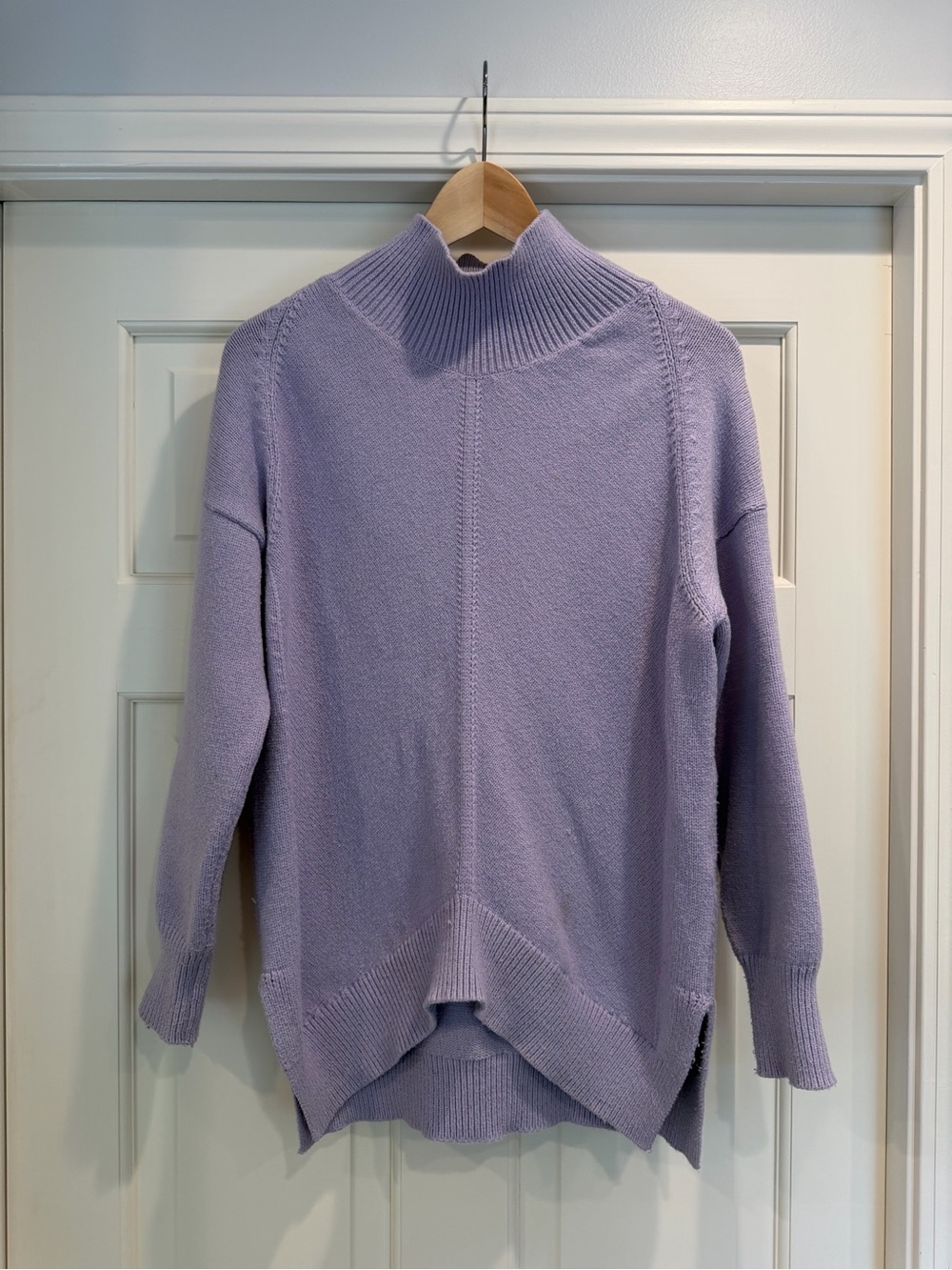 Anthropologie Lilac Ribbed Mock Neck Sweater